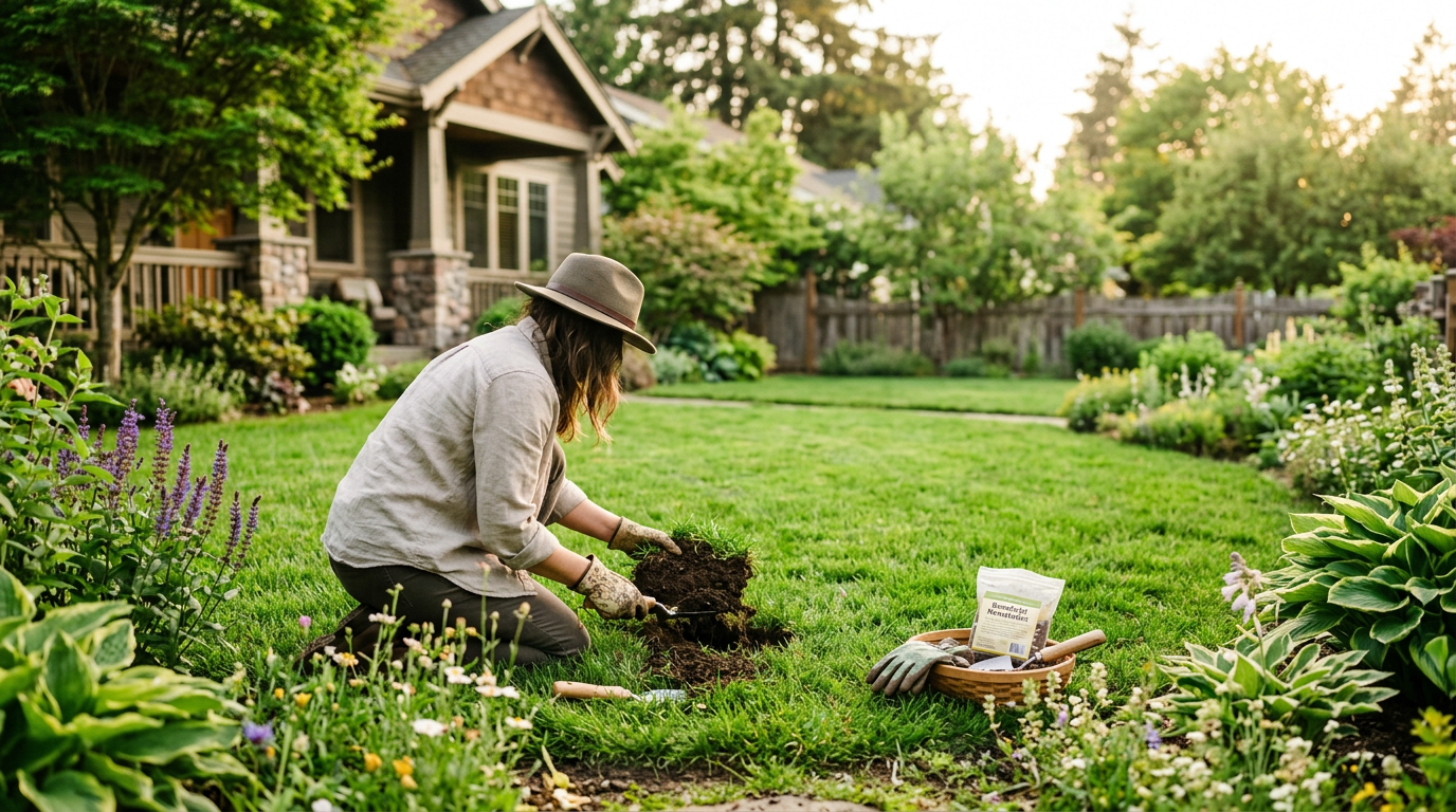 How to Get Rid of Grubs in Lawn Naturally (That Works) — illustrative hero image